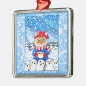 Cute cat and snowy owls, snow ornament (Links)