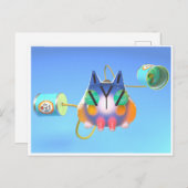 Cute cat and tin can telephone made from soup cans postkarte (Vorne/Hinten)