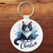 Cute Cat Artwork Keychain – Gift for Animal Lovers Schlüsselanhänger (Rückseite)
