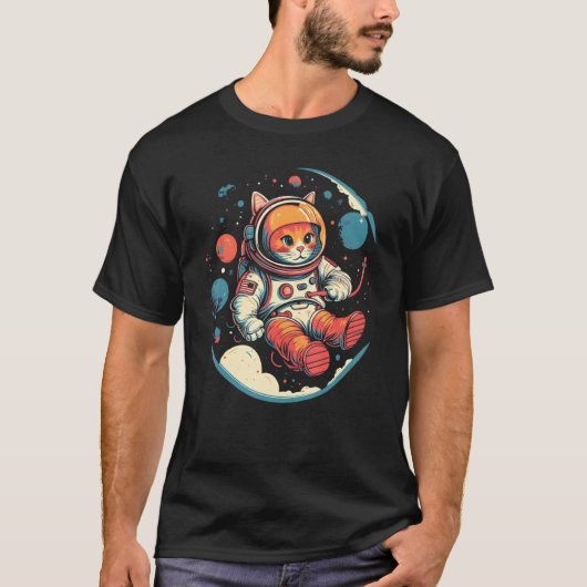 Cute Cat Astronaut in Space Celestial Gifts T-Shirt (Vorderseite)