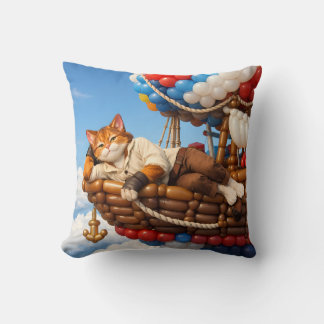 Cute Cat Balloon Adventure Kids Pillow Decor Kissen