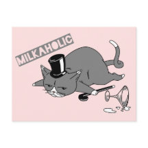 Cute Cat Baron Pun Illustration | "Milkaholic"