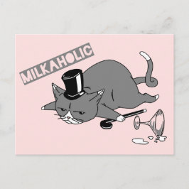 Cute Cat Baron Pun Illustration | "Milkaholic" Postkarte