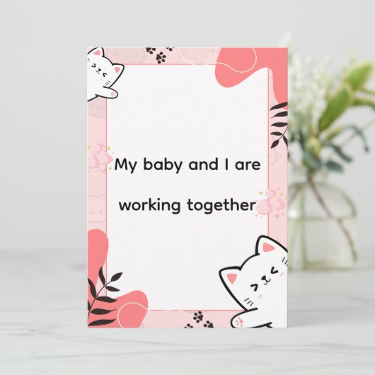 Cute Cat Birth Affirmation Art Feiertagskarte (Stehend Vorderseite)