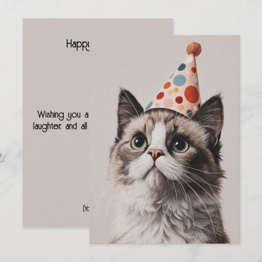 Cute Cat Birthday Card (Vorne/Hinten)
