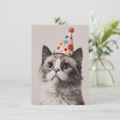 Cute Cat Birthday Card (Stehend Vorderseite)
