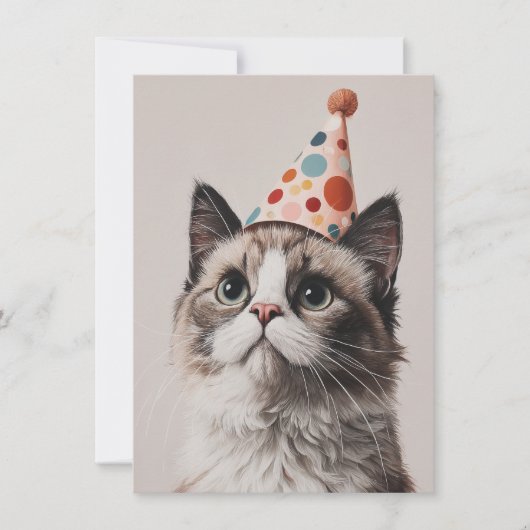 Cute Cat Birthday Card (Vorderseite)