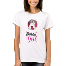 Cute Cat Birthday Girl Graphic T-Shirt