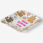 Cute Cat Birthday Party Plate with Custom Name Pappteller (Gewinkelt)
