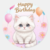 Cute cat birthday sticker  (Vorderseite)