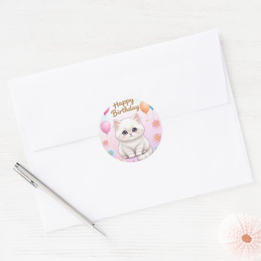 Cute cat birthday sticker  (Umschlag)