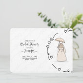 Cute Cat bride with elegant Hearts bridal shower Einladung (Stehend Vorderseite)