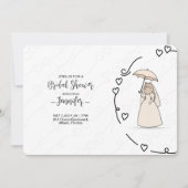 Cute Cat bride with elegant Hearts bridal shower Einladung (Vorderseite)