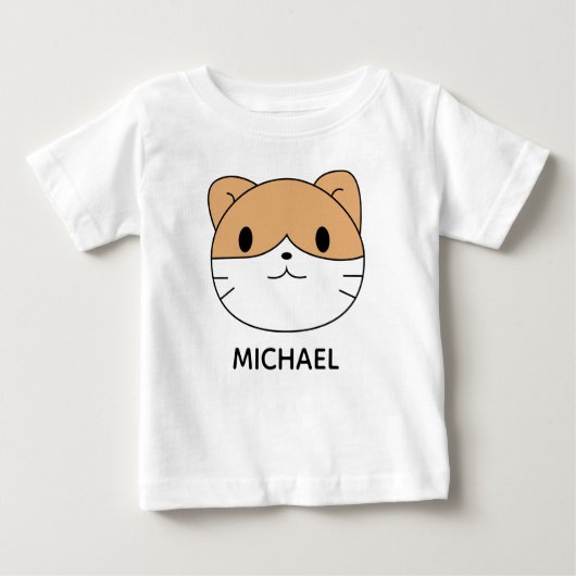 Cute Cat Cartoon Face Personalised Baby T-shirt (Vorderseite)