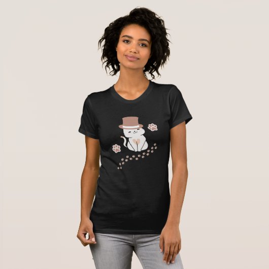 CUTE CAT CAT LOVERS HAT, FLOWER CAT  T-Shirt (Vorne ganz)