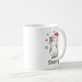Cute Cat Christmas Custom Name Kaffeetasse (VorderseiteRechts)