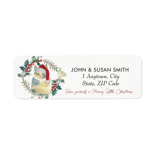 cute cat Christmas holiday return address labels (Vorne)