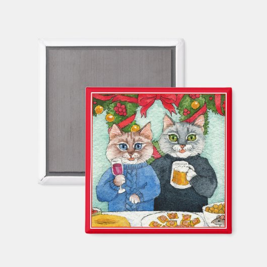 Cute Cat Christmas Magnet (Vorderseite/Rückseite)