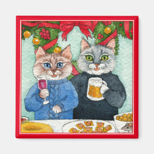Cute Cat Christmas Magnet