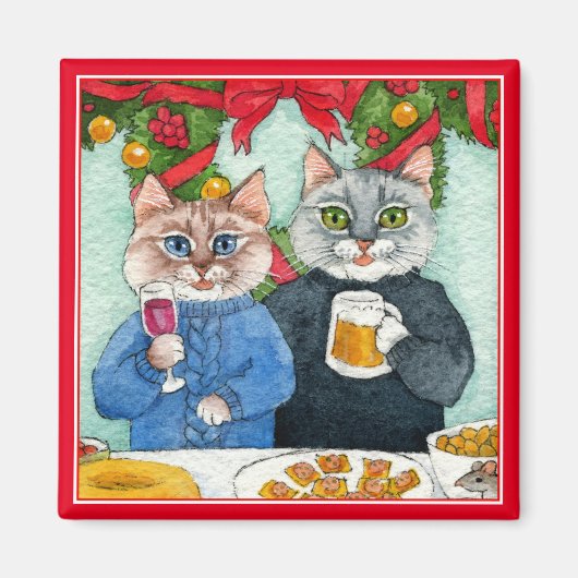 Cute Cat Christmas Magnet (Vorne)