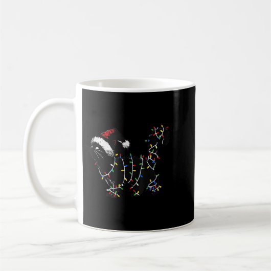 Cute Cat Christmas Tree Lights Funny Santa Kitten Kaffeetasse (Links)