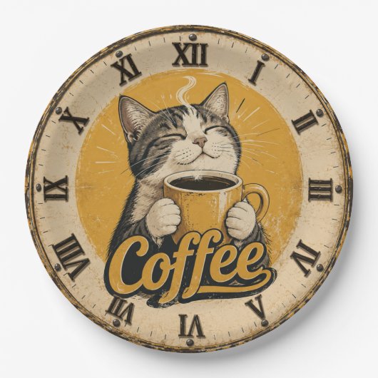 Cute Cat Coffee Pappteller (Vorderseite)
