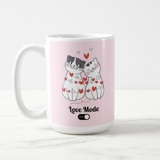 Cute Cat Couple Valentine Illustration Kaffeetasse (Links)