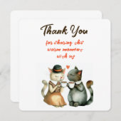 Cute Cat Couple Wedding Thank You Einladung (Vorne/Hinten)