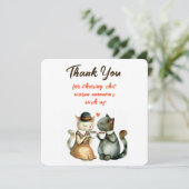 Cute Cat Couple Wedding Thank You Einladung (Stehend Vorderseite)