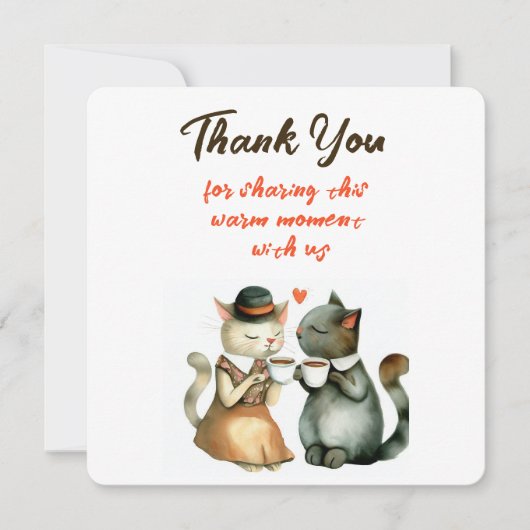 Cute Cat Couple Wedding Thank You Einladung (Vorderseite)