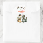 Cute Cat Couple Wedding Thank You Runder Aufkleber (Tasche)