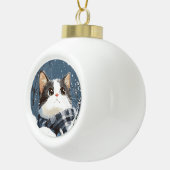 Cute cat cozy winter snow keramik Kugel-Ornament (Rechts)