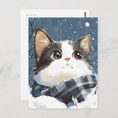 Cute cat cozy winter snow postkarte (Vorne/Hinten)