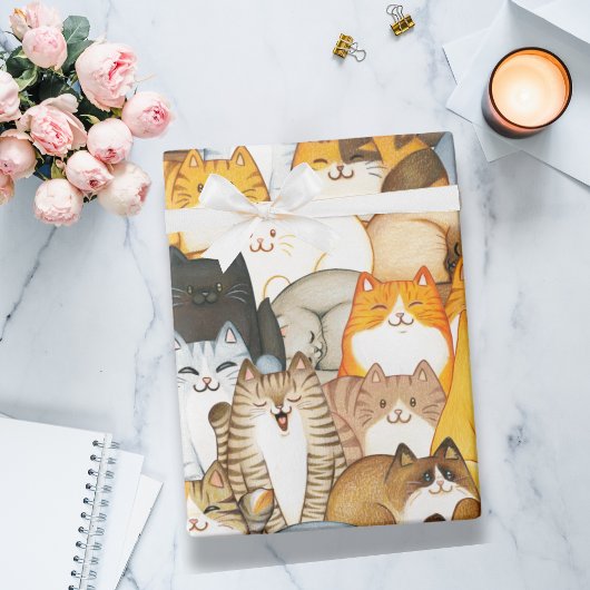 Cute Cat Crowd Wrapping Paper for Cat Lovers Geschenkpapier