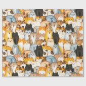 Cute Cat Crowd Wrapping Paper for Cat Lovers Geschenkpapier (Flach)