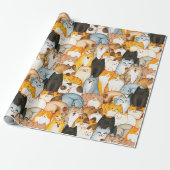 Cute Cat Crowd Wrapping Paper for Cat Lovers Geschenkpapier (Ungerollt)