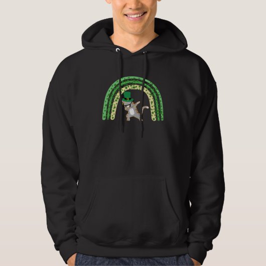 Cute cat dabbing St Patrick s day rainbow Hoodie (Vorderseite)