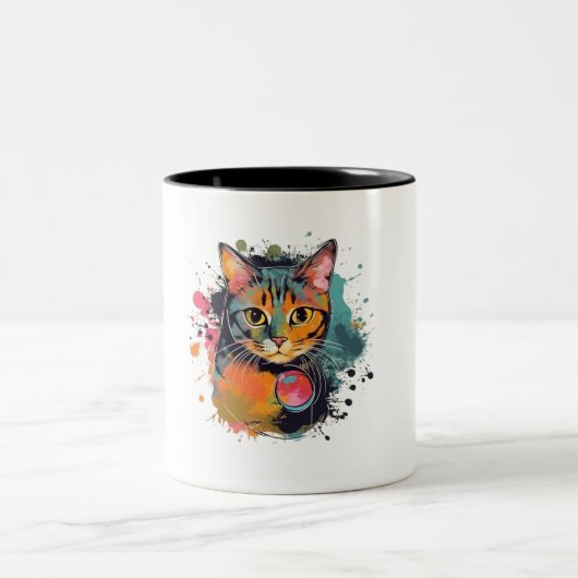 cute cat design  zweifarbige tasse (Mittel)