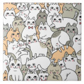 Cute cat doodle drawings fliese (Vorderseite)