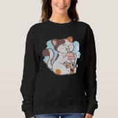 Cute Cat Drinking Bubble Tea  Tea  Costume Sweatshirt (Vorderseite)