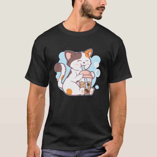 Cute Cat Drinking Bubble Tea  Tea  Costume T-Shirt (Vorderseite)