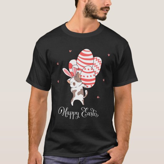 Cute  Cat Easter Bunny Kitten Easter Eggs T-Shirt (Vorderseite)