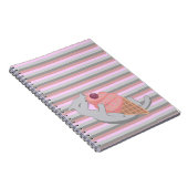 Cute Cat Eating Ice Cream Striped Notizblock (Rechte Seite)