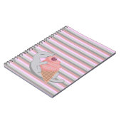Cute Cat Eating Ice Cream Striped Notizblock (Linke Seite)