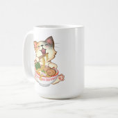 Cute Cat Eating Ramen Funny cartoon Anime kitty Kaffeetasse (Vorderseite Links)