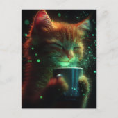 Cute Cat Enjoys Some Coffee Postkarte (Vorderseite)