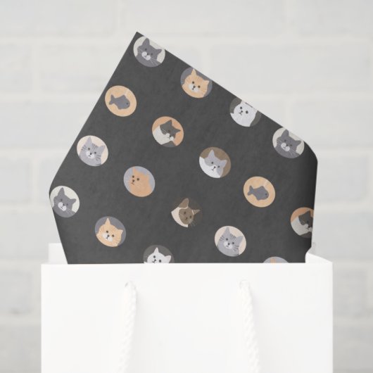 Cute Cat Face Tissue Paper with Cat Pattern Seidenpapier (Geschenk Tasche)