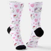 Cute Cat Faces & Hearts Pattern Kawaii Style Socken (Gewinkelt)