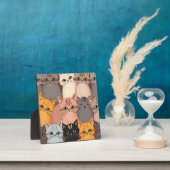 Cute Cat Faces Illustrated Pattern Fotoplatte (InSitu)
