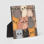 Cute Cat Faces Illustrated Pattern Fotoplatte (Vorderseite)